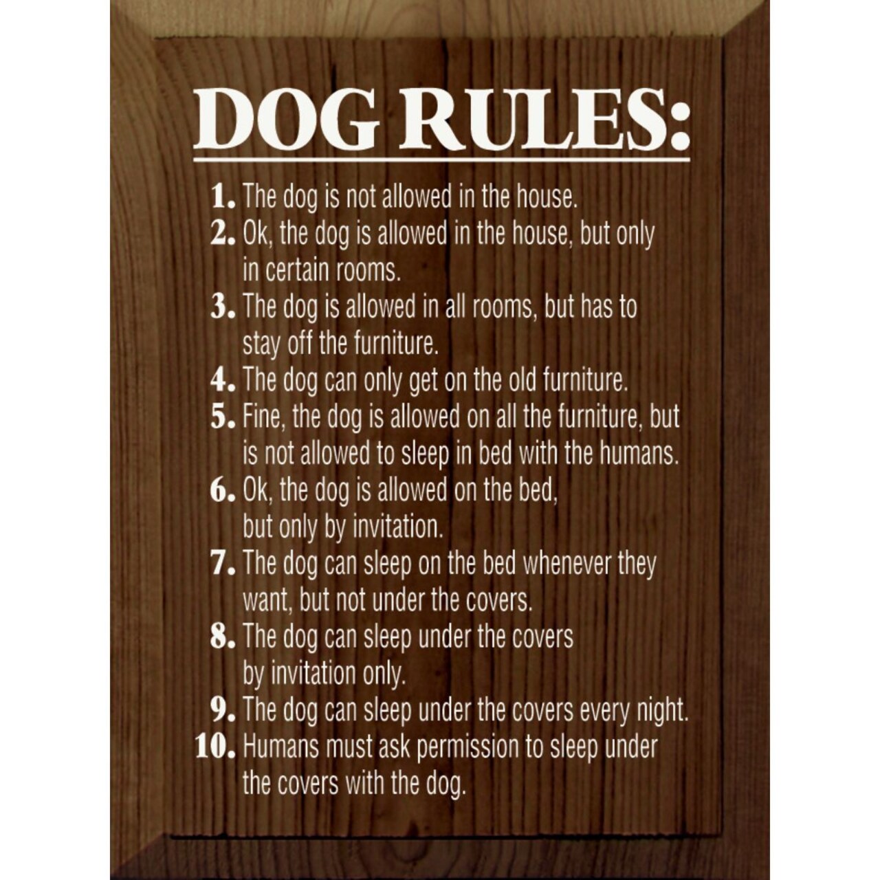 Rustic Wood Sign: 'Dog Rules' A Humorous Guide to Your Furry Friend's Privileges